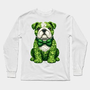 Clover Bulldog St Patricks Day Long Sleeve T-Shirt